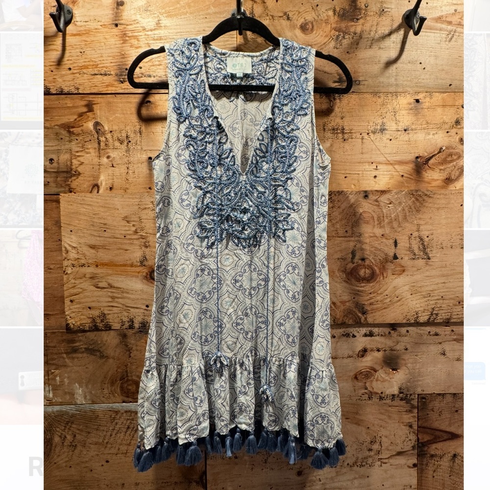TAJ by Sabrina Crippa Blue & Cream Dress